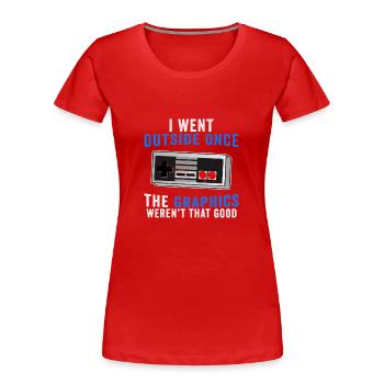 Ich ging einmal raus lustige Videospieler Witze spielen - Frauen Premium Bio T-Shirt - Rot - Vorne - Mia (176cm)