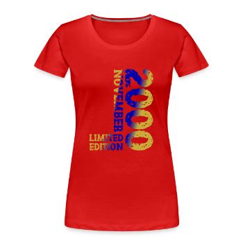 2000 November Limited Edition 23. Geburtstag Deko - Frauen Premium Bio T-Shirt - Rot - Vorne - Mia (176cm)