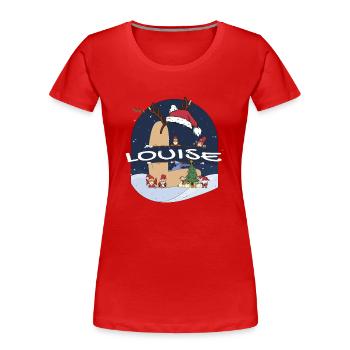 Awesome Louise Name w Santa Hat in Xmas Theme - Women's Premium Organic T-Shirt - red - Front - Mia (176cm)