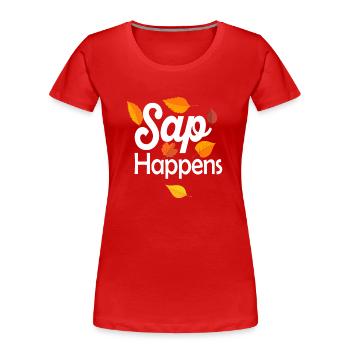 Ahornsirup Baum Klopfen Lustiger Herbstpfannkuchen - Frauen Premium Bio T-Shirt - Rot - Vorne - Mia (176cm)