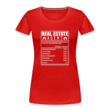 Immobilienmakler Informationen Geschenkidee - Frauen Premium Bio T-Shirt - Rot - Vorne - Mia (176cm)