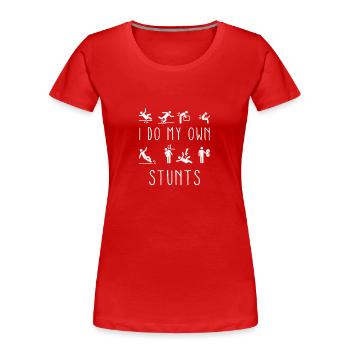 Ich mache meine eigenen Stunts, werde gesund Lustige Verletzung Bein-Wortspiel - Frauen Premium Bio T-Shirt - Rot - Vorne - Mia (176cm)