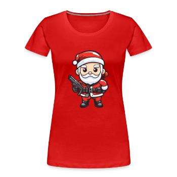 Santa Claus Gun Santa Christmas - Women's Premium Organic T-Shirt - red - Front - Mia (176cm)