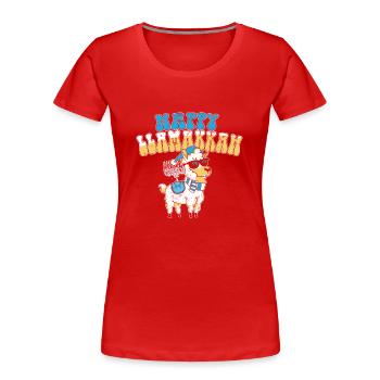 Hanukkah Jewish Costume Happy Llamakkah Llama - Frauen Premium Bio T-Shirt - Rot - Vorne - Mia (176cm)