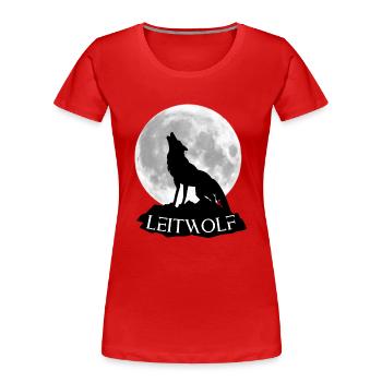 Wolf Vollmond Leitwolf für Ihn Geschenkidee - Frauen Premium Bio T-Shirt - Rot - Vorne - Mia (176cm)