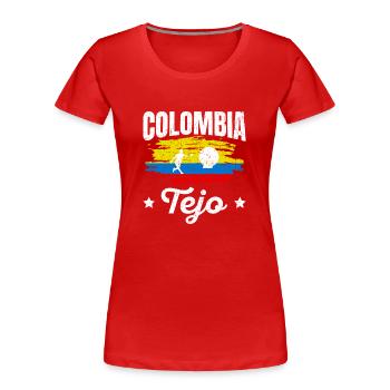 Colombie Tejo Team Sport Colombien - T-shirt bio Premium Femme - rouge - Devant - Mia (176cm)