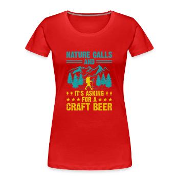 Randonnée Alpinisme Trekking Nature Plein air Alco - T-shirt bio Premium Femme - rouge - Devant - Mia (176cm)