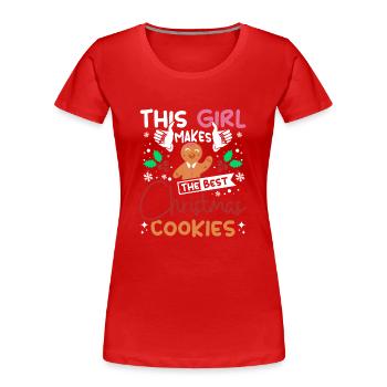 Cette fille fait les meilleurs biscuits de Noël - T-shirt bio Premium Femme - rouge - Devant - Mia (176cm)