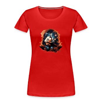 Gitarren E-Gitarren-Saiten E-Gitarre Musiker - Frauen Premium Bio T-Shirt - Rot - Vorne - Mia (176cm)