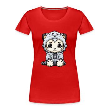 Léopard des neiges Léopard d’hiver Animal - T-shirt bio Premium Femme - rouge - Devant - Mia (176cm)
