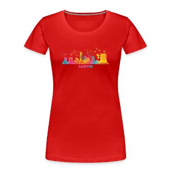 Austinites Aquarelle Skyline Austin - T-shirt bio Premium Femme - rouge - Devant - Mia (176cm)