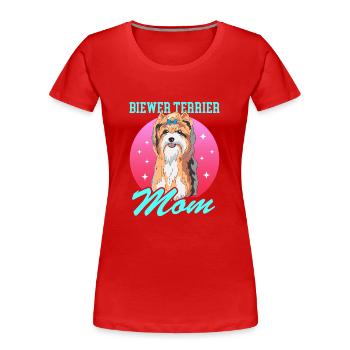 Biewer Terrier maman chien propriétaire cadeau - T-shirt bio Premium Femme - rouge - Devant - Mia (176cm)