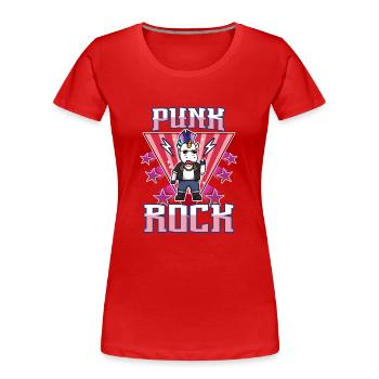 Licorne punk rock - T-shirt bio Premium Femme - rouge - Devant - Mia (176cm)