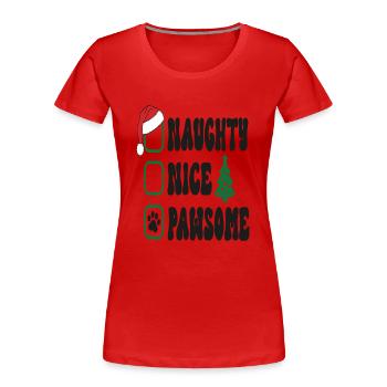 Coquine Gentil Pawsome - T-shirt bio Premium Femme - rouge - Devant - Mia (176cm)