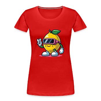 Cool Lemon with VR Goggles Gamer Shirt - Women's Premium Organic T-Shirt - red - Front - Mia (176cm)