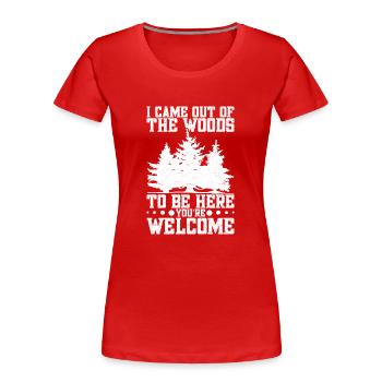 Amoureux des arbres Promenade en forêt Alpinistes Forêt Besi - T-shirt bio Premium Femme - rouge - Devant - Mia (176cm)