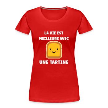 Tartine - T-shirt bio Premium Femme - rouge - Devant - Mia (176cm)