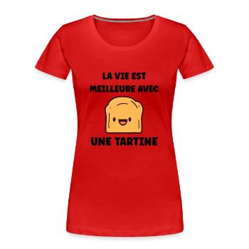 Tartine - T-shirt bio Premium Femme - rouge - Devant - Mia (176cm)