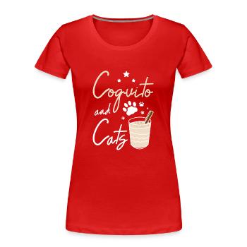 Cat Owner Christmas Lover, coquito and cats - Frauen Premium Bio T-Shirt - Rot - Vorne - Mia (176cm)