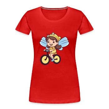 Fée Mignon Vélo Bande Dessinée - T-shirt bio Premium Femme - rouge - Devant - Mia (176cm)