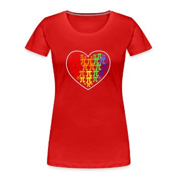 Pi Day Rainbow Heart Math LGBT Gay - Women's Premium Organic T-Shirt - red - Front - Mia (176cm)
