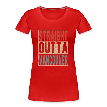 Direkt nach Vancouver - Frauen Premium Bio T-Shirt - Rot - Vorne - Mia (176cm)