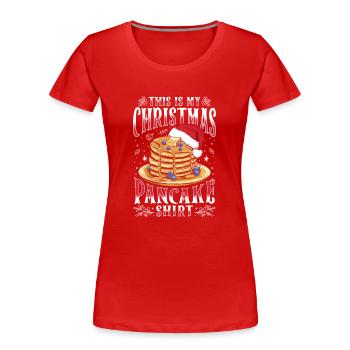 This Is My Christmas Pancake - Frauen Premium Bio T-Shirt - Rot - Vorne - Mia (176cm)