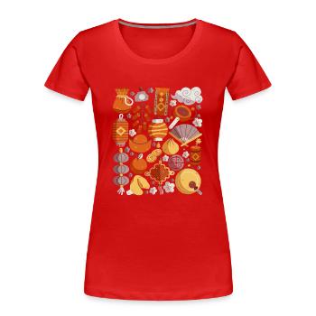 Chinesisches Neujahrsfest - Frauen Premium Bio T-Shirt - Rot - Vorne - Mia (176cm)