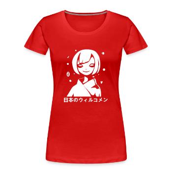 Welcome to Japan: 日本のウィルコメン - Women's Premium Organic T-Shirt - red - Front - Mia (176cm)