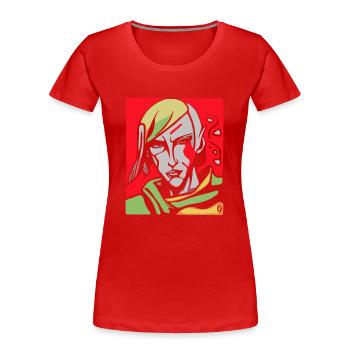 Un Anti-héros abstrait d’Art Cartoon Anime - T-shirt bio Premium Femme - rouge - Devant - Mia (176cm)