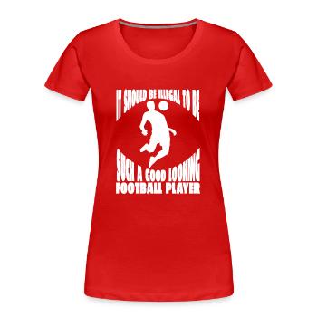 Fußballmannschaft Fußballdesign Fußballspieler - Frauen Premium Bio T-Shirt - Rot - Vorne - Mia (176cm)