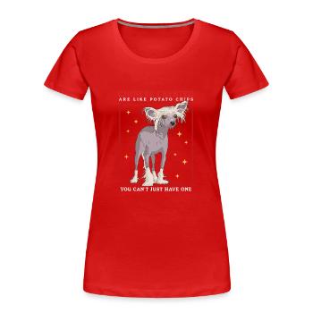 Cadeau de chien chinois à crête chinois - T-shirt bio Premium Femme - rouge - Devant - Mia (176cm)