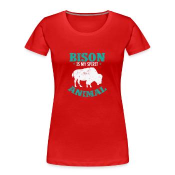 Le bison est mon animal spirituel - T-shirt bio Premium Femme - rouge - Devant - Mia (176cm)