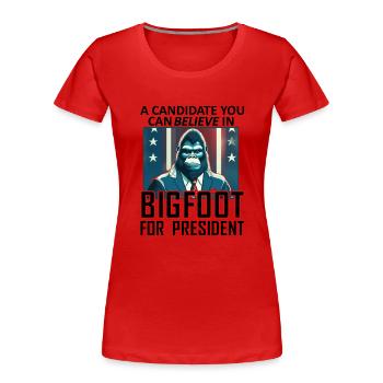 Bigfoot für den Präsidenten - Frauen Premium Bio T-Shirt - Rot - Vorne - Mia (176cm)