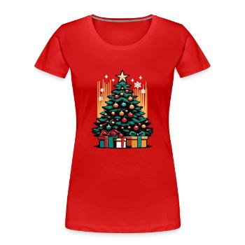 Weihnachtsbaum Tannenbaum Christbaum - Frauen Premium Bio T-Shirt - Rot - Vorne - Mia (176cm)