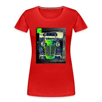 Vieux tracteur de style grunge, image vieillie - T-shirt bio Premium Femme - rouge - Devant - Mia (176cm)