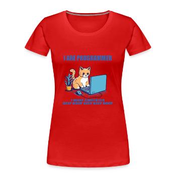 Ich bin Programmierer, Arbeitskatze - Frauen Premium Bio T-Shirt - Rot - Vorne - Mia (176cm)