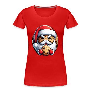 Weihnachtsmann als Keks - Frauen Premium Bio T-Shirt - Rot - Vorne - Mia (176cm)