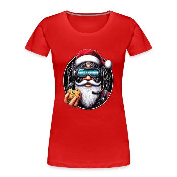 Weihnachtsmann Cyberpunk - Frauen Premium Bio T-Shirt - Rot - Vorne - Mia (176cm)