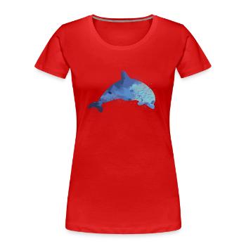 Vie marine des dauphins - T-shirt bio Premium Femme - rouge - Devant - Mia (176cm)