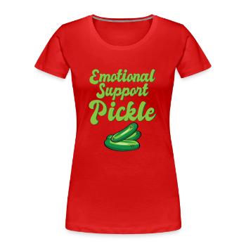 Emotional Support Pickle Humanity Kindness - Women's Premium Organic T-Shirt - red - Front - Mia (176cm)