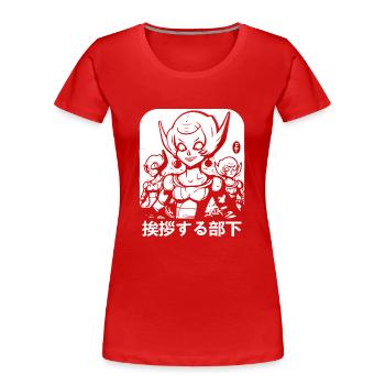 For Weebs: Greetings to Manga and Anime Lovers - Women's Premium Organic T-Shirt - red - Front - Mia (176cm)