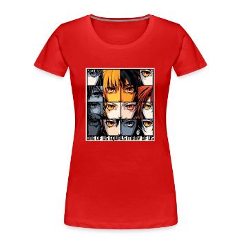 Einer von uns gleich viele von uns, wir sind viele - Frauen Premium Bio T-Shirt - Rot - Vorne - Mia (176cm)