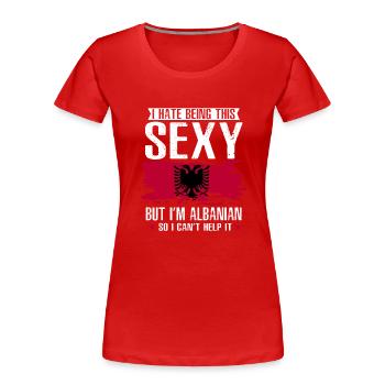 Drapeau albanais Aigle albanais Shqiponja - T-shirt bio Premium Femme - rouge - Devant - Mia (176cm)