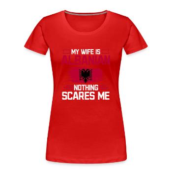 Drapeau albanais Aigle albanais Shqiponja - T-shirt bio Premium Femme - rouge - Devant - Mia (176cm)