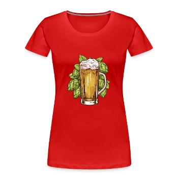 Bierglas Hopfen Malz Bier - Frauen Premium Bio T-Shirt - Rot - Vorne - Mia (176cm)
