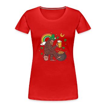 Leprechaun Bigfoot Saint Patricks Day Regenbogen - Frauen Premium Bio T-Shirt - Rot - Vorne - Mia (176cm)