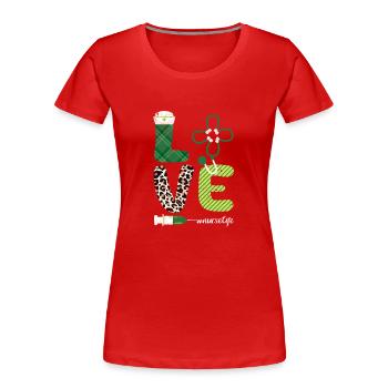 Amour Stéthoscope Infirmière Vie Heureuse - T-shirt bio Premium Femme - rouge - Devant - Mia (176cm)
