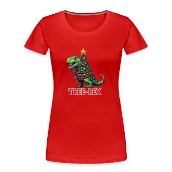 Tree-Rex lustiger Dinosaurier Wortspiel T-Rex - Frauen Premium Bio T-Shirt - Rot - Vorne - Mia (176cm)