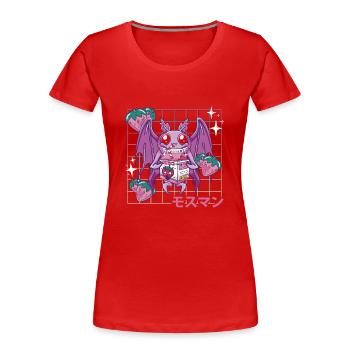 Milk-shake à la fraise Mothman - T-shirt bio Premium Femme - rouge - Devant - Mia (176cm)